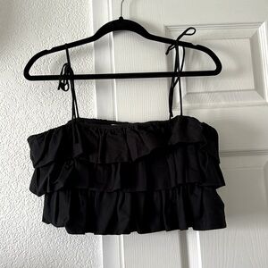 NWOT AMUSE SOCIETY linen ruffled crop top